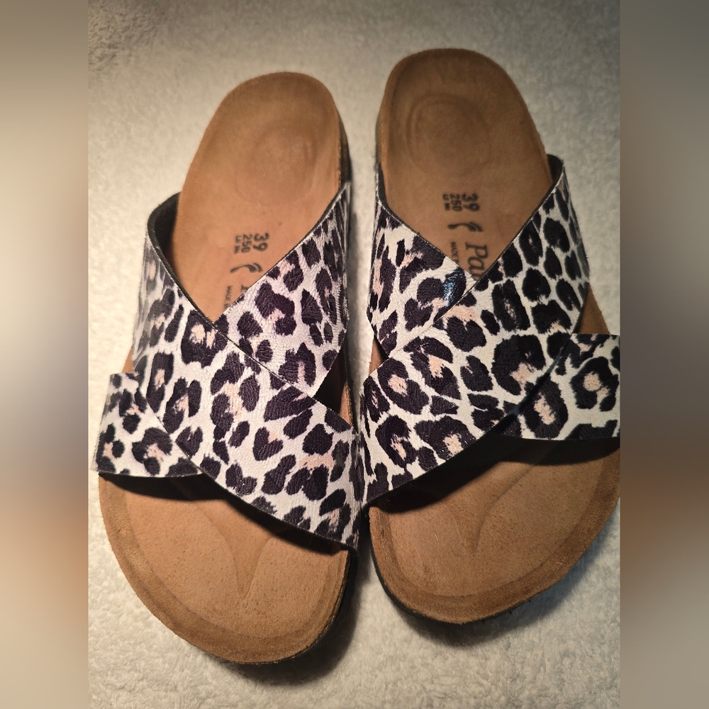 Papillio Black and White Leopard Sandals Size 39 LADIES 8